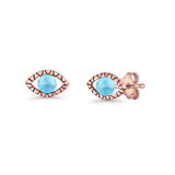 Eyelashes Eye Stud Earring 4.8mm Lab Created Opal Oxidized 925 Sterling Silver