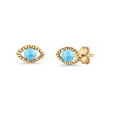 Eyelashes Eye Stud Earring 4.8mm Lab Created Opal Oxidized 925 Sterling Silver
