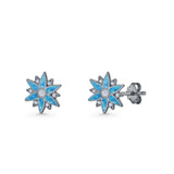 Flower Stud Earring 11mm Floral Lab Created Opal 925 Sterling Silver