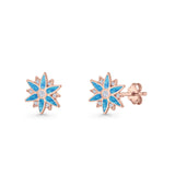 Flower Stud Earring 11mm Floral Lab Created Opal 925 Sterling Silver