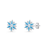 Flower Stud Earring 11mm Floral Lab Created Opal 925 Sterling Silver