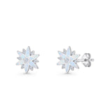 Flower Stud Earring 11mm Floral Lab Created Opal 925 Sterling Silver