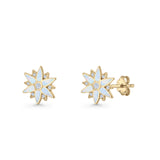 Flower Stud Earring 11mm Floral Lab Created Opal 925 Sterling Silver