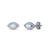 Marquise Halo Evil Eye Stud Earring Lab Created Opal 925 Sterling Silver