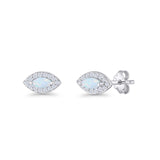 Marquise Halo Evil Eye Stud Earring Lab Created Opal 925 Sterling Silver