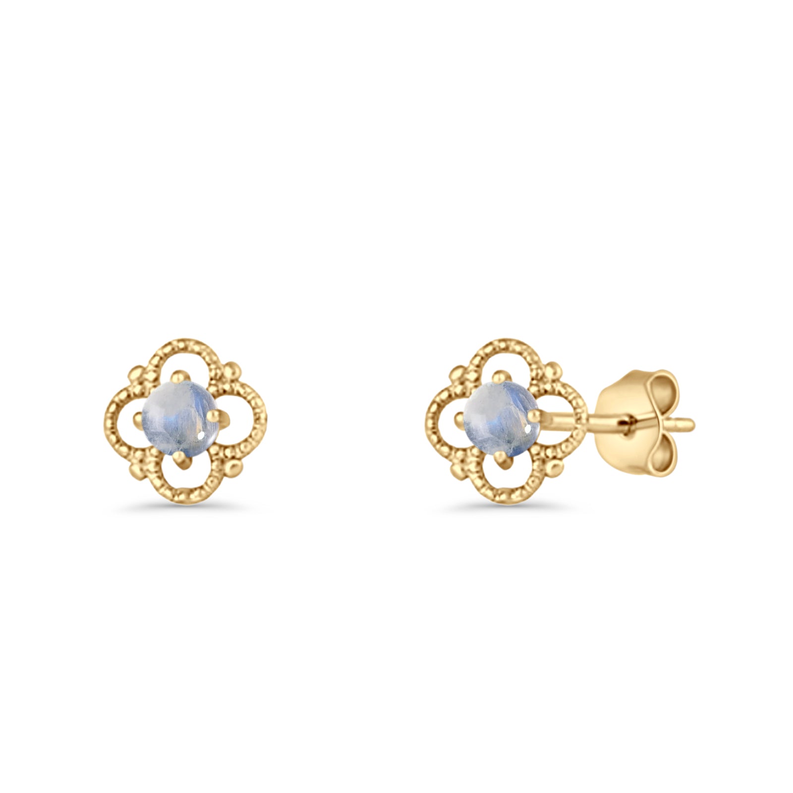 Round 6.5mm Lab Created Opal Four Leaf Clover Stud Earring 925 Sterling Silver