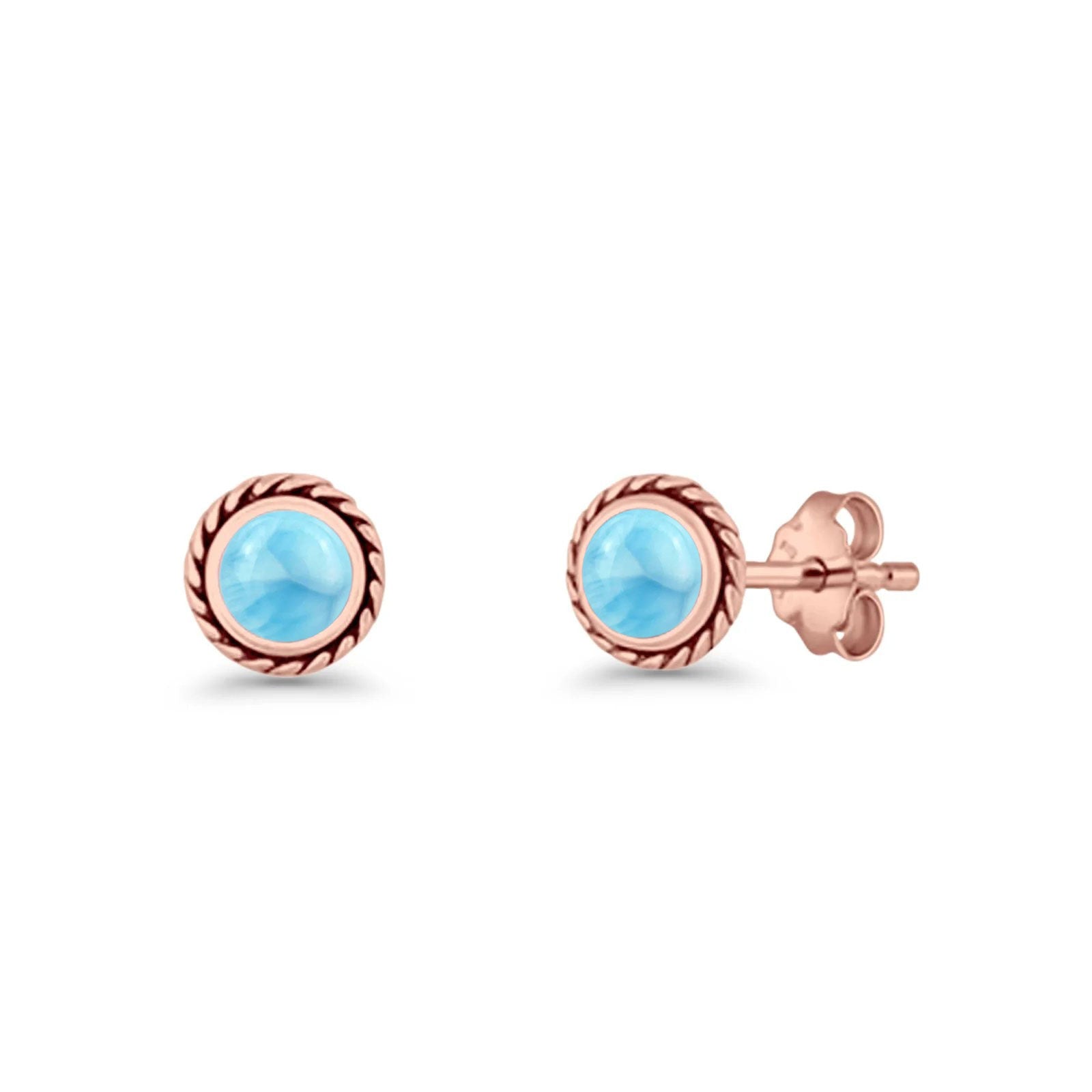 Round Twisted Rope Stud Earring Lab Created Opal 925 Sterling Silver