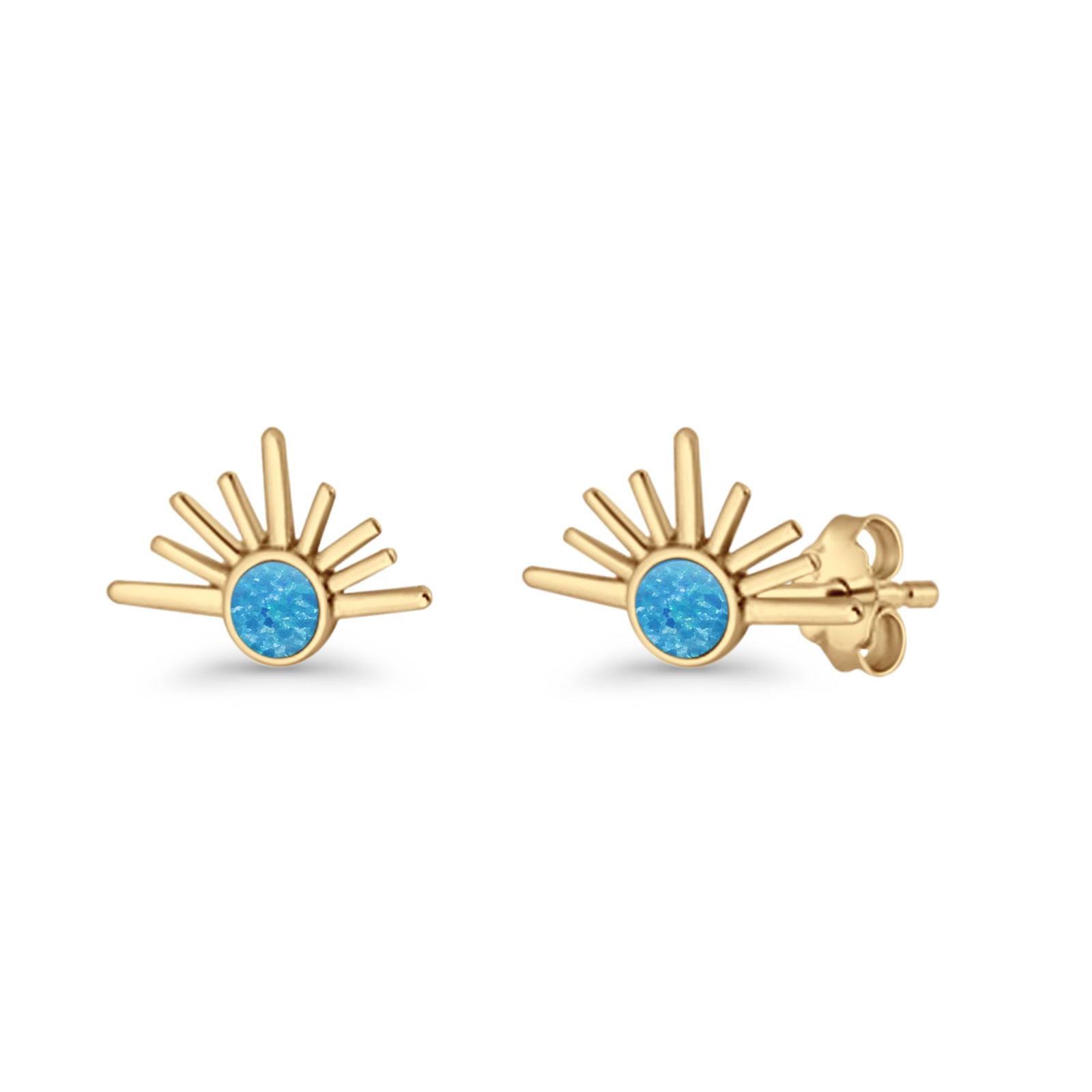 Round 7.5mm Sunset Stud Earring Lab Created Opal 925 Sterling Silver