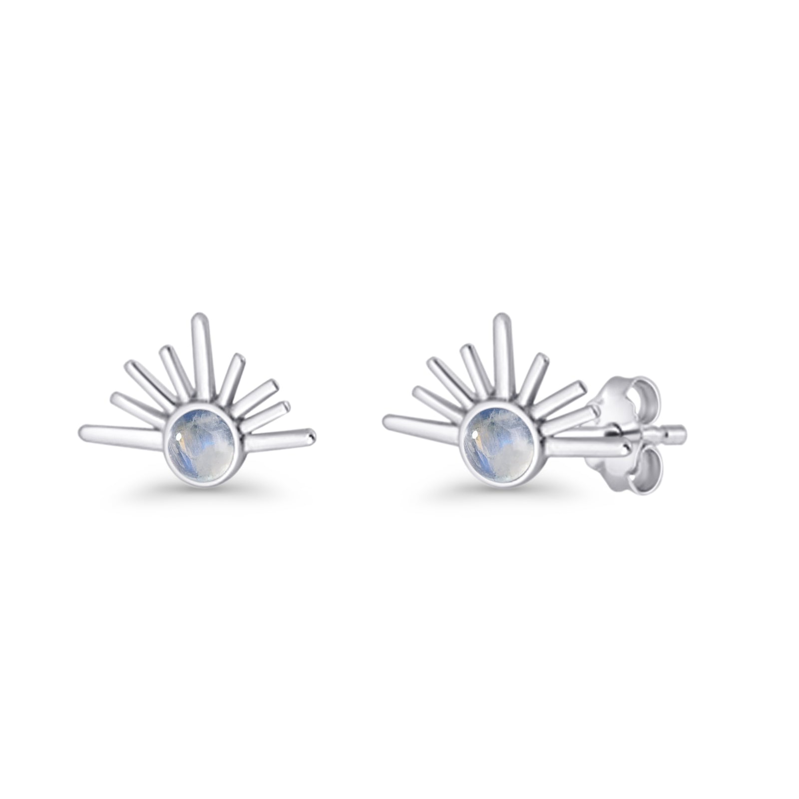 Round 7.5mm Sunset Stud Earring Lab Created Opal 925 Sterling Silver
