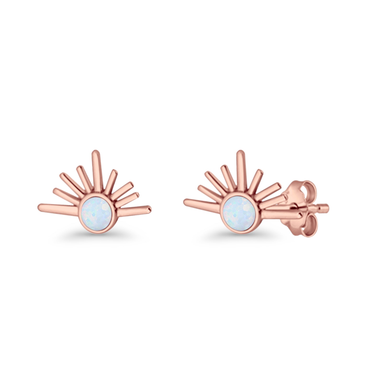 Round 7.5mm Sunset Stud Earring Lab Created Opal 925 Sterling Silver