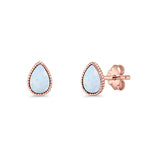 Pear Teardrop Stud Earring 7mm Lab Created Opal 925 Sterling Silver