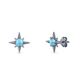 Minimalist 9.6mm Star Stud Earring Lab Created Opal 925 Sterling Silver