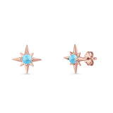 Minimalist 9.6mm Star Stud Earring Lab Created Opal 925 Sterling Silver