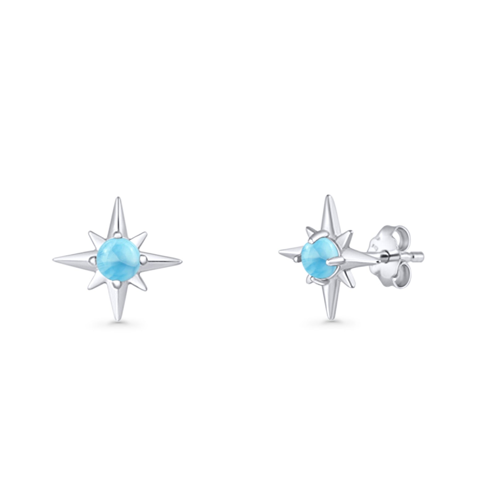 Minimalist 9.6mm Star Stud Earring Lab Created Opal 925 Sterling Silver