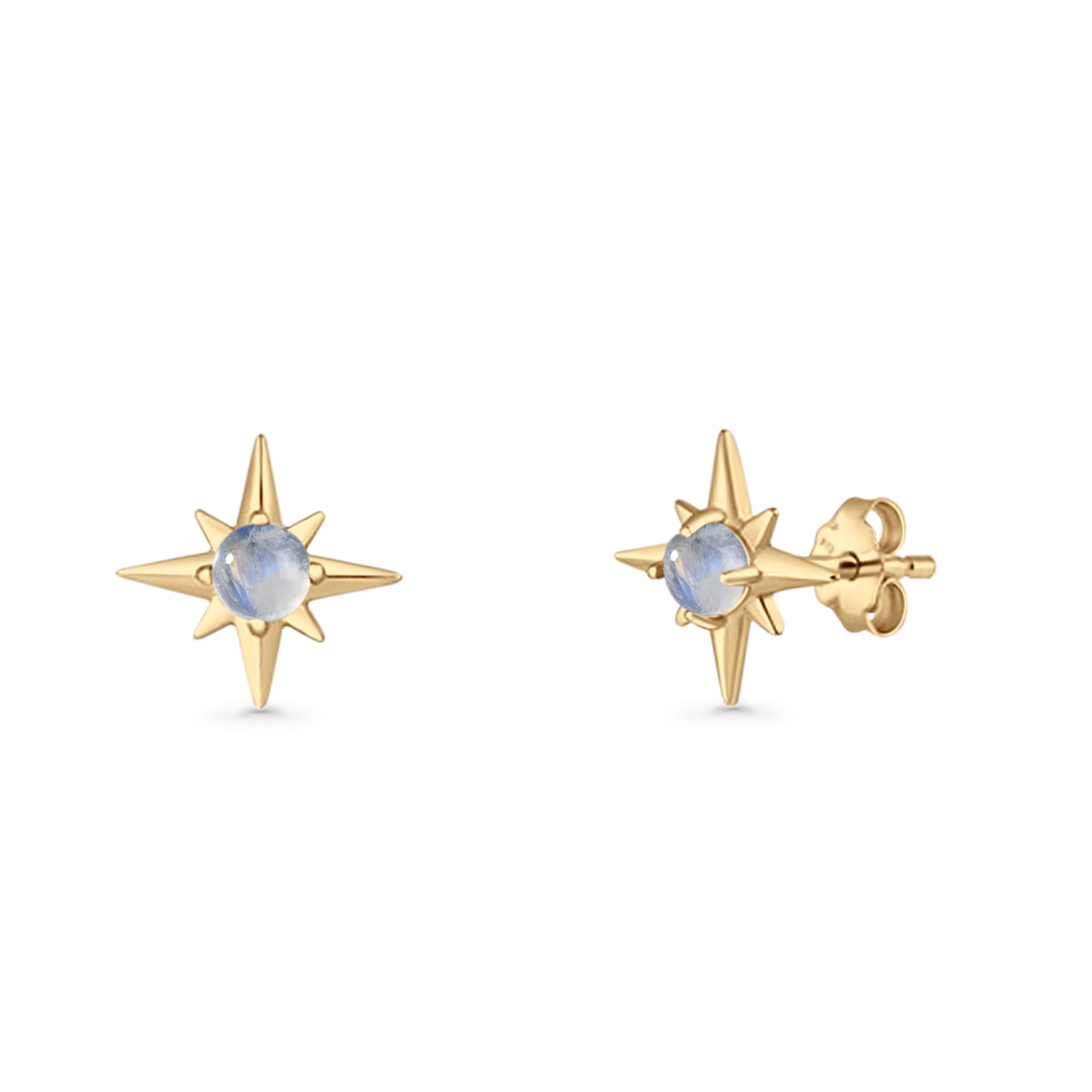 Minimalist 9.6mm Star Stud Earring Lab Created Opal 925 Sterling Silver