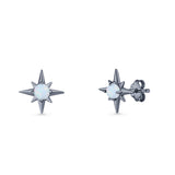 Minimalist 9.6mm Star Stud Earring Lab Created Opal 925 Sterling Silver