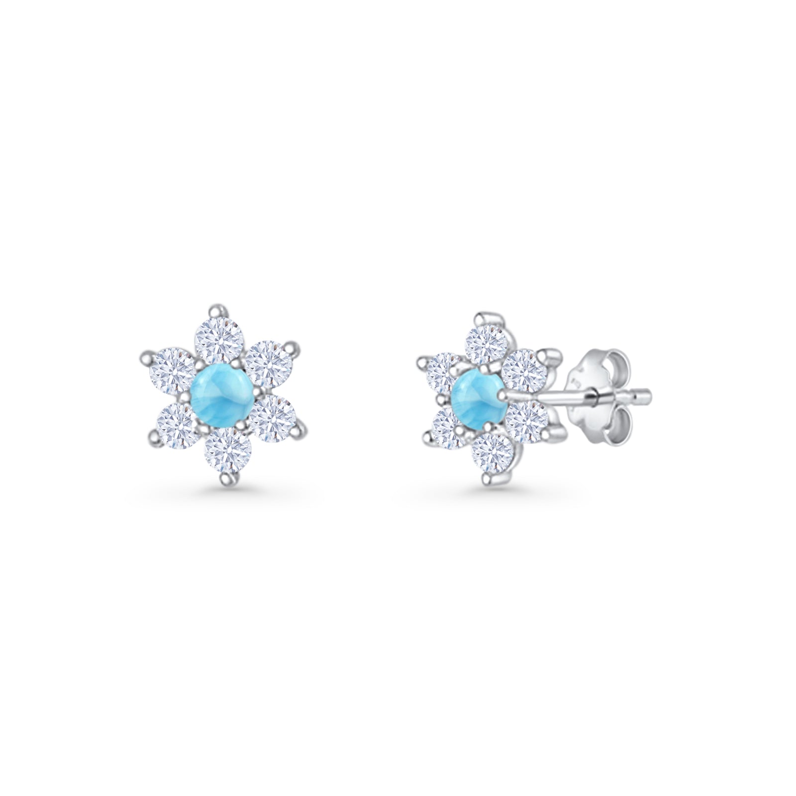 Round 8.7mm Lab Created Opal Floral Stud Earring 925 Sterling Silver