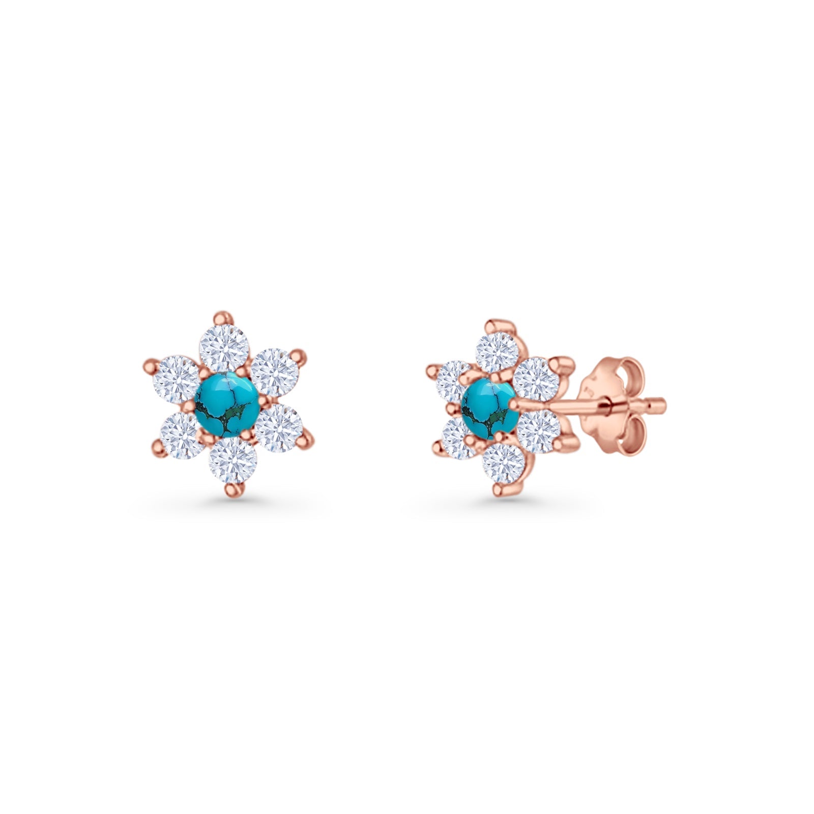 Round 8.7mm Lab Created Opal Floral Stud Earring 925 Sterling Silver