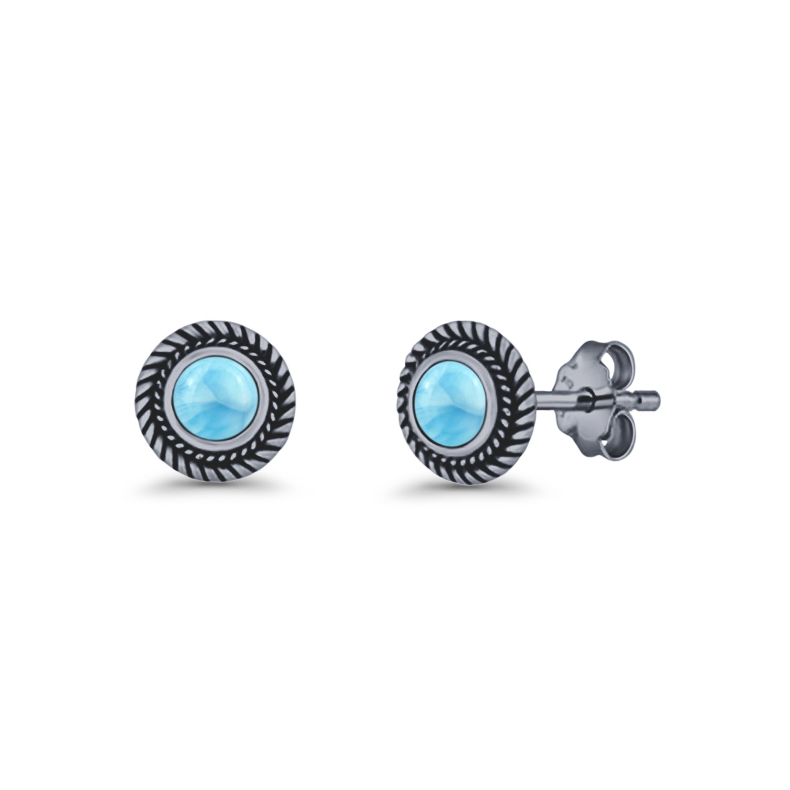 Round 8mm Lab Created Opal Twisted Rope Stud Earring 925 Sterling Silver