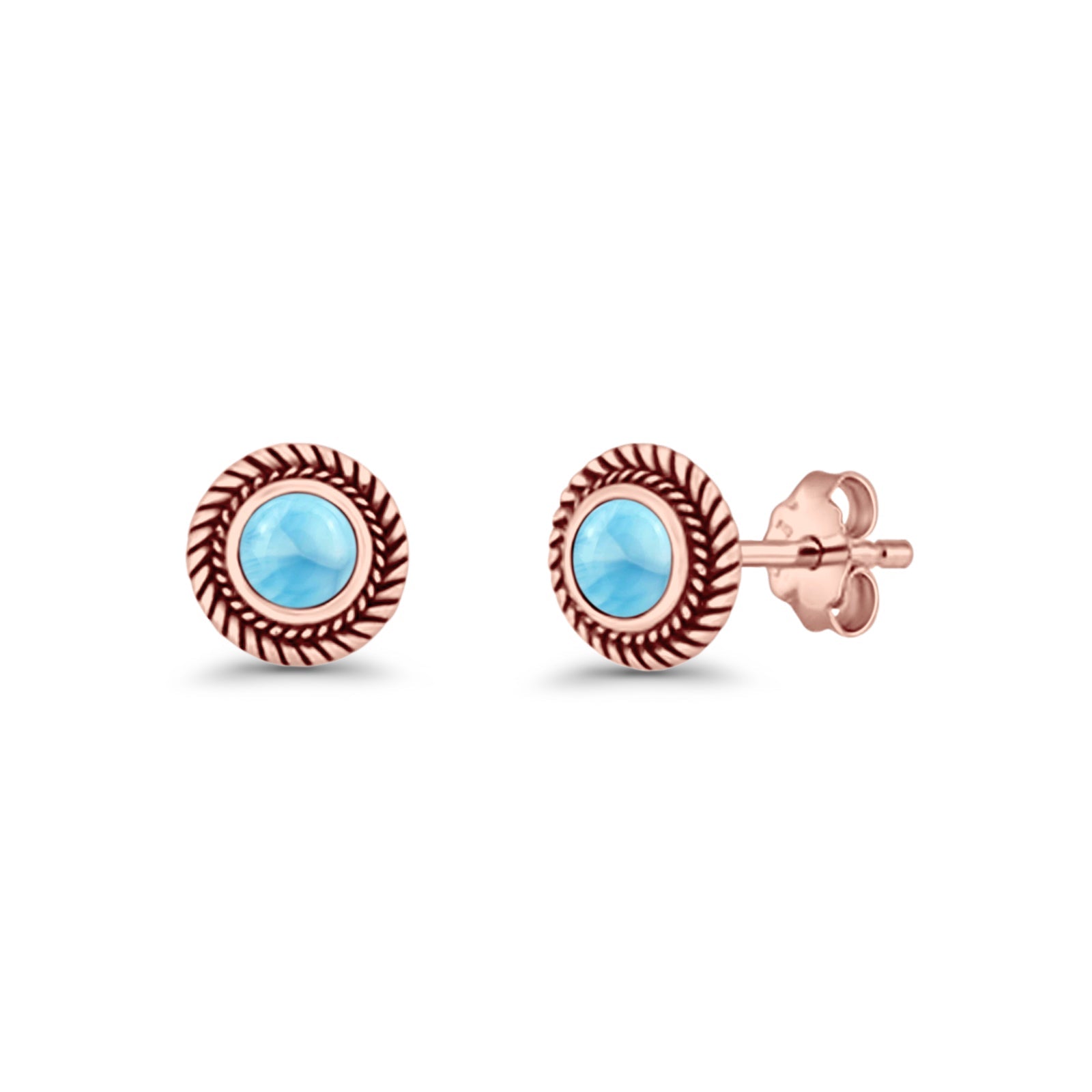 Round 8mm Lab Created Opal Twisted Rope Stud Earring 925 Sterling Silver