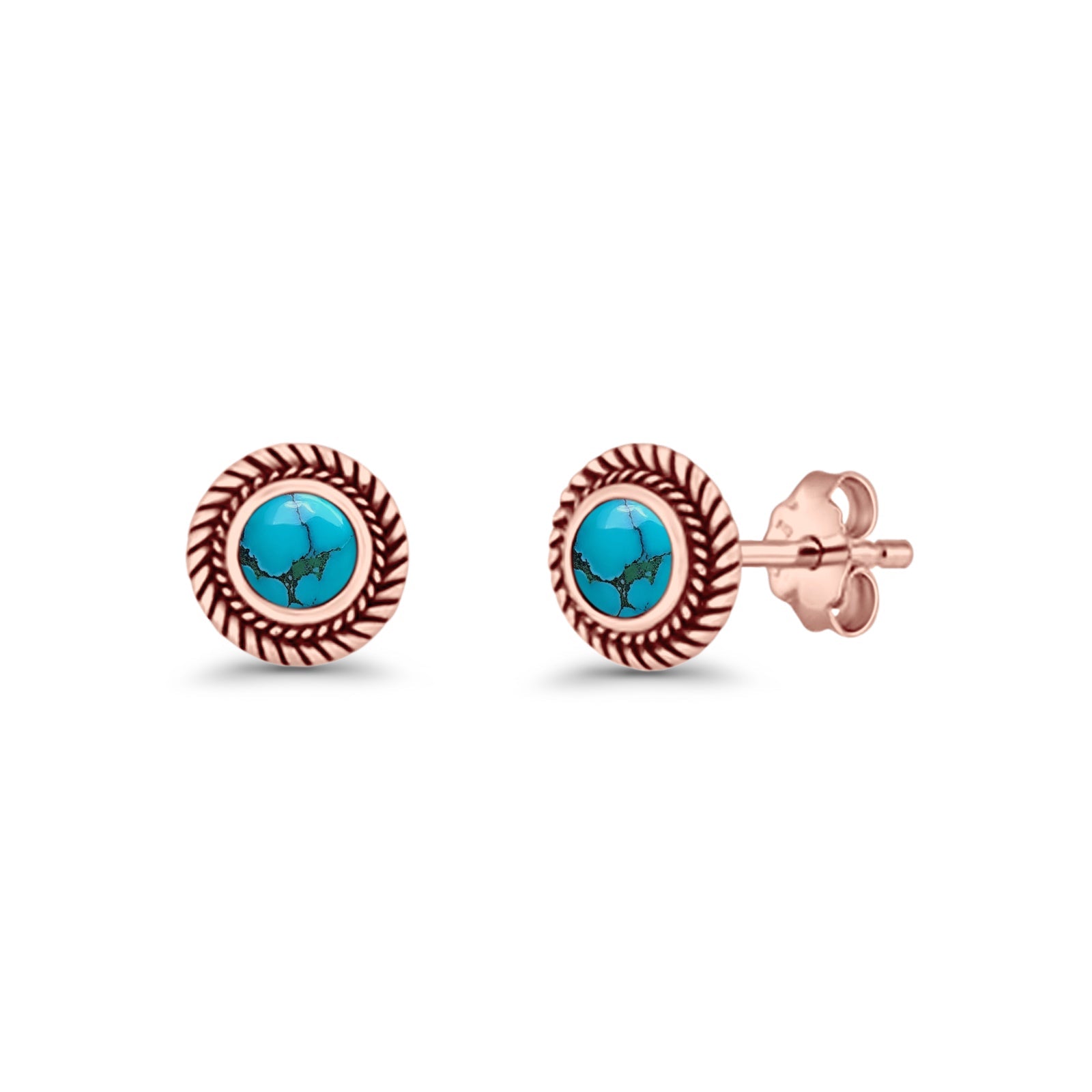 Round 8mm Lab Created Opal Twisted Rope Stud Earring 925 Sterling Silver