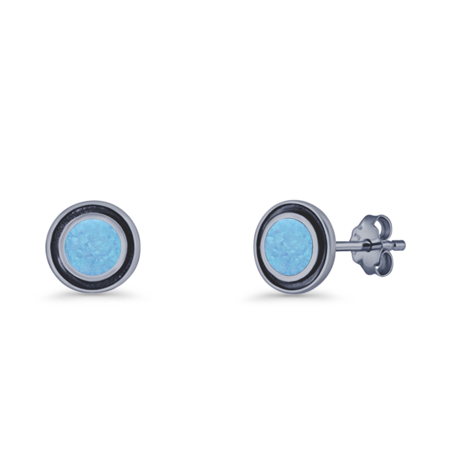 Minimalist 6.8mm Lab Created Opal Bali Stud Earring  925 Sterling Silver