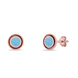 Minimalist 6.8mm Lab Created Opal Bali Stud Earring  925 Sterling Silver