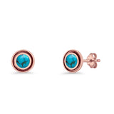 Minimalist 6.8mm Lab Created Opal Bali Stud Earring  925 Sterling Silver