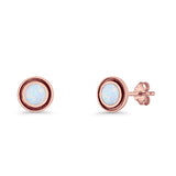 Minimalist 6.8mm Lab Created Opal Bali Stud Earring  925 Sterling Silver