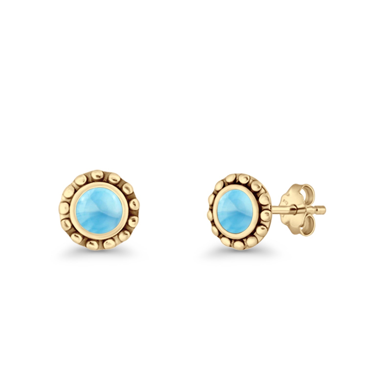 Round Beaded 7.2mm Lab Created Opal Stud Earring Oxidized 925 Sterling Silver