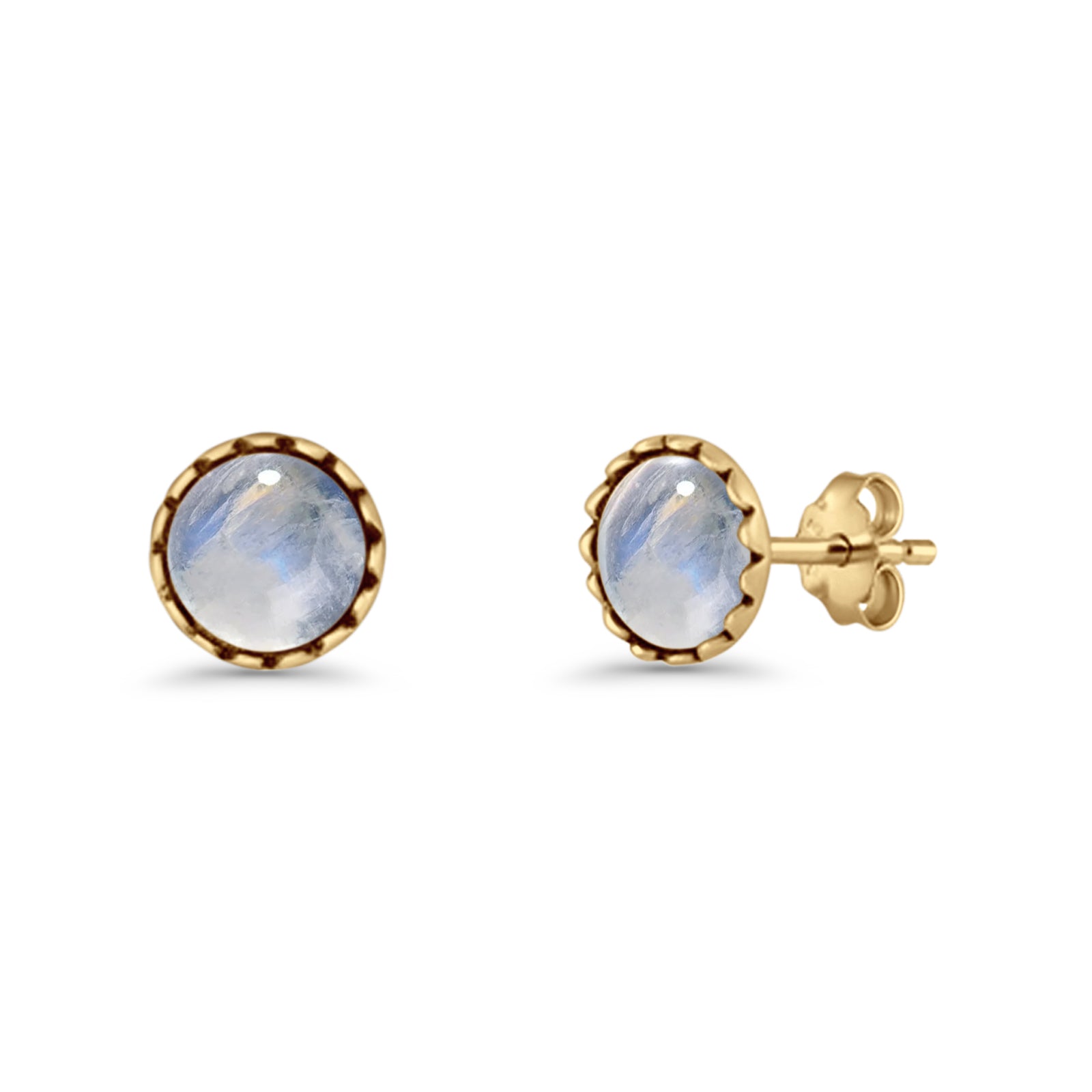 Round Lab Created Opal Stud Earring Oxidized 925 Sterling Silver