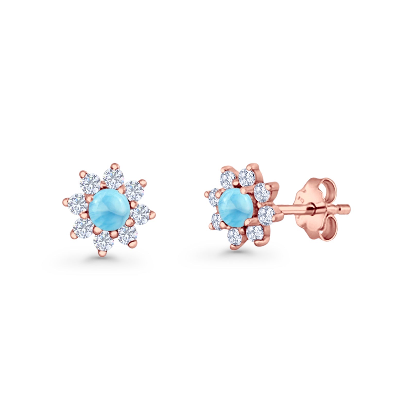 Flower Stud Earring Lab Created Opal & Cubic Zirconia 925 Sterling Silver