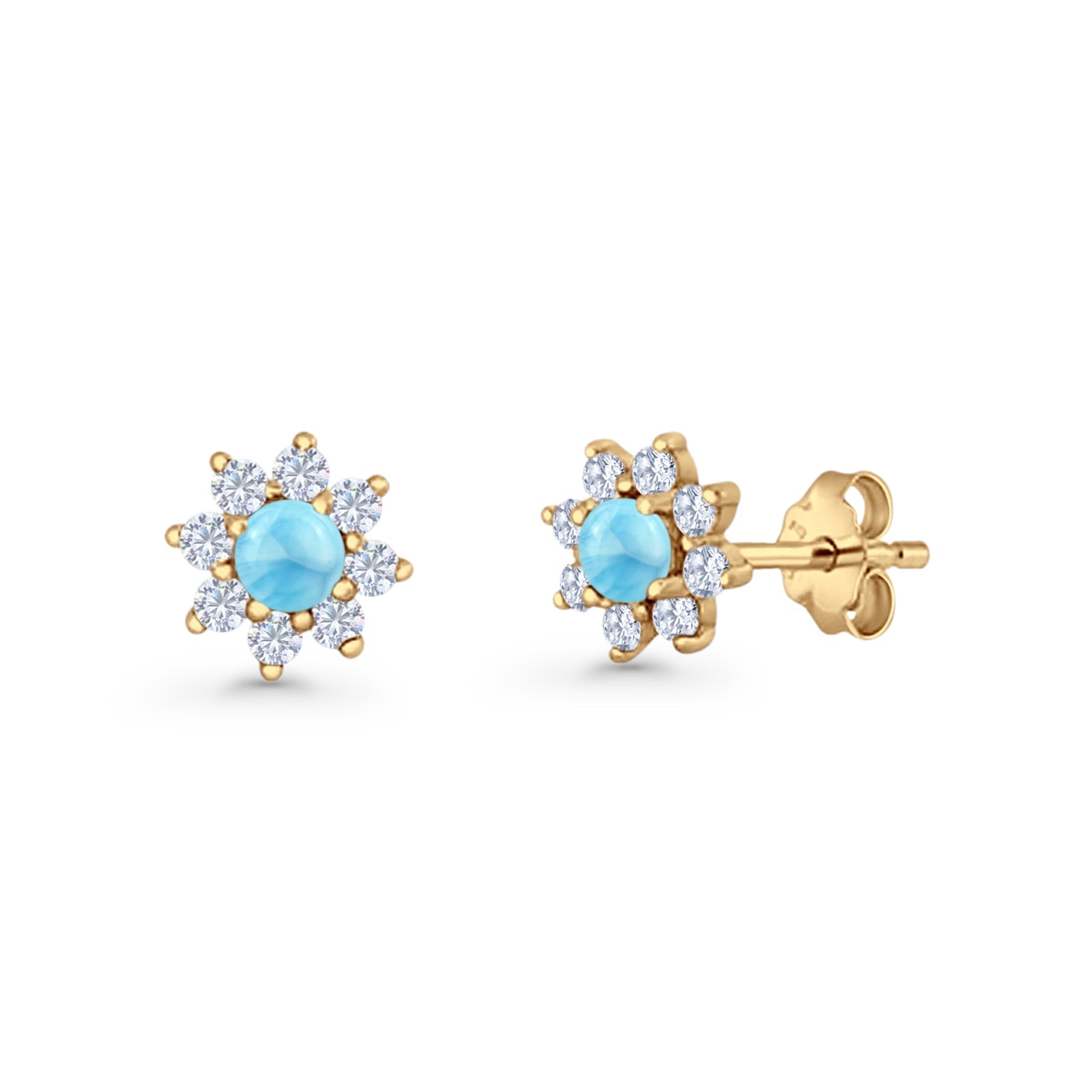 Flower Stud Earring Lab Created Opal & Cubic Zirconia 925 Sterling Silver