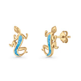 Lizard Stud Earring 13.7mm Lab Created Opal 925 Sterling Silver