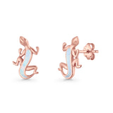 Lizard Stud Earring 13.7mm Lab Created Opal 925 Sterling Silver