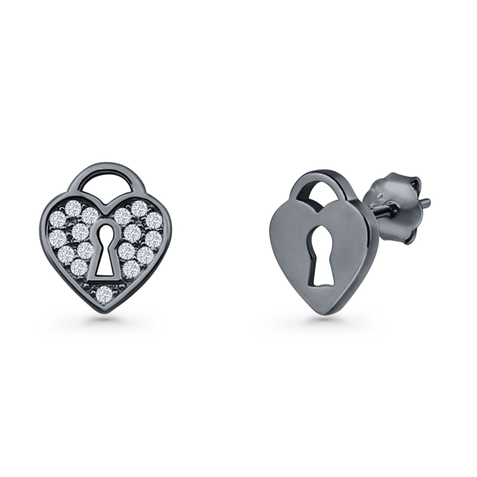 Heart Lock Stud Earrings