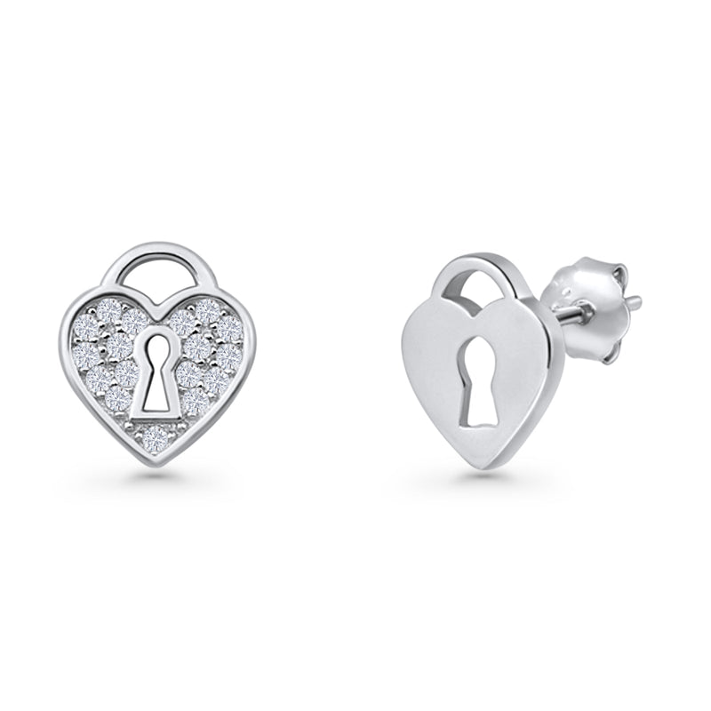 Heart Lock Stud Earrings
