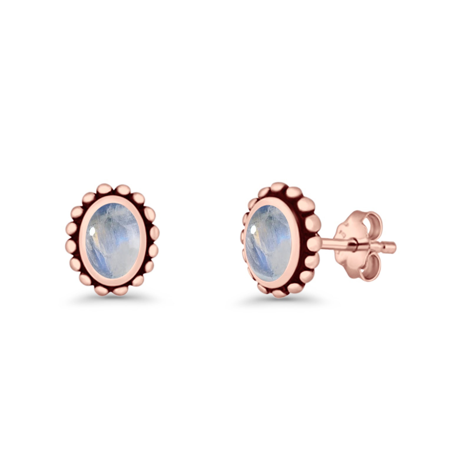 Oval 9.6mm Radiant Halo Stud Earring Lab Created Opal 925 Sterling Silver