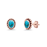 Oval 9.6mm Radiant Halo Stud Earring Lab Created Opal 925 Sterling Silver