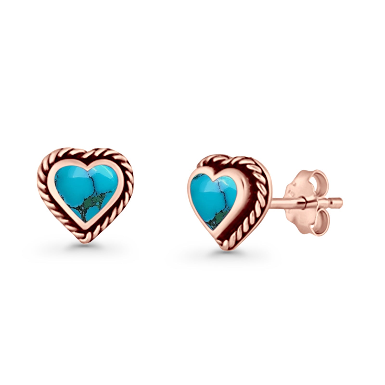 Heart Shaped Earring 8mm Twisted Rope Created Opal 925 Sterling Silver