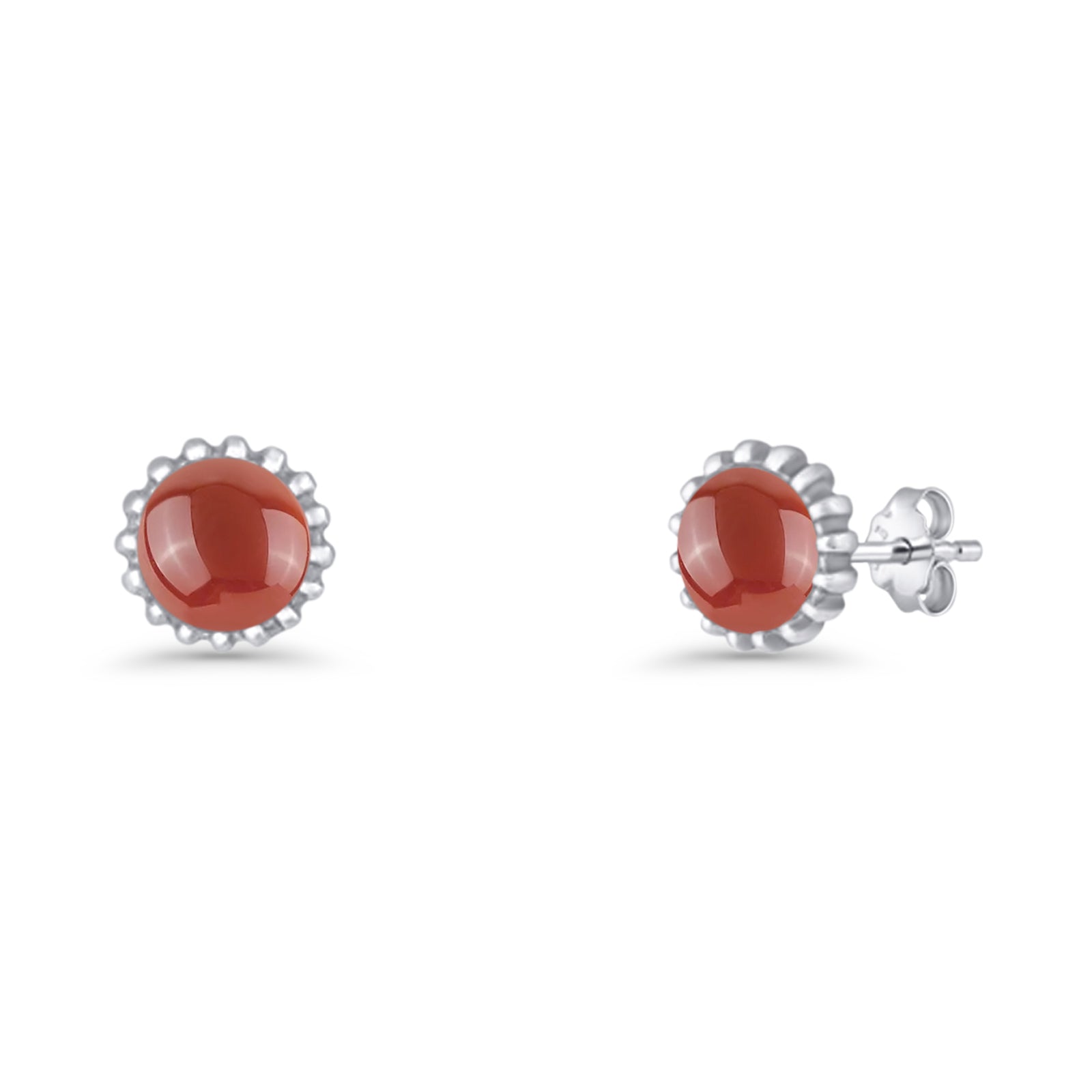 Round 7.3mm Stud Earring Lab Created Opal Oxidized 925 Sterling Silver