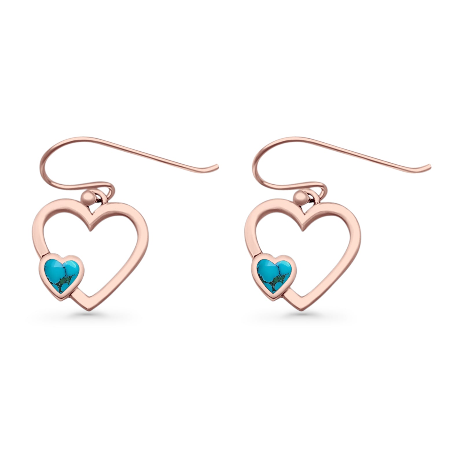 Heart Fishhook Earrings 13.2mm Lab Created Opal Oxidized 925 Sterling Silver