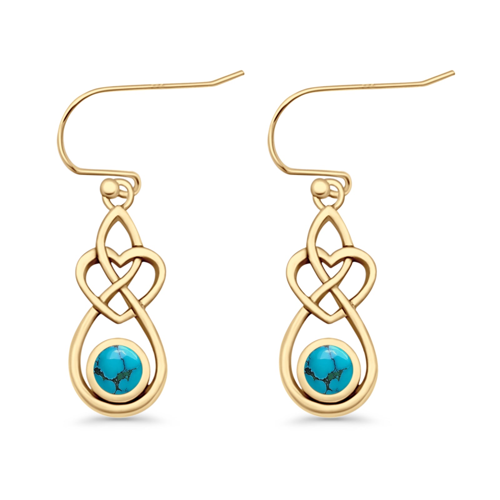Round 19.7mm Lab Created Opal Celtic Knot Heart Fishhook Earring 925 Sterling Silver