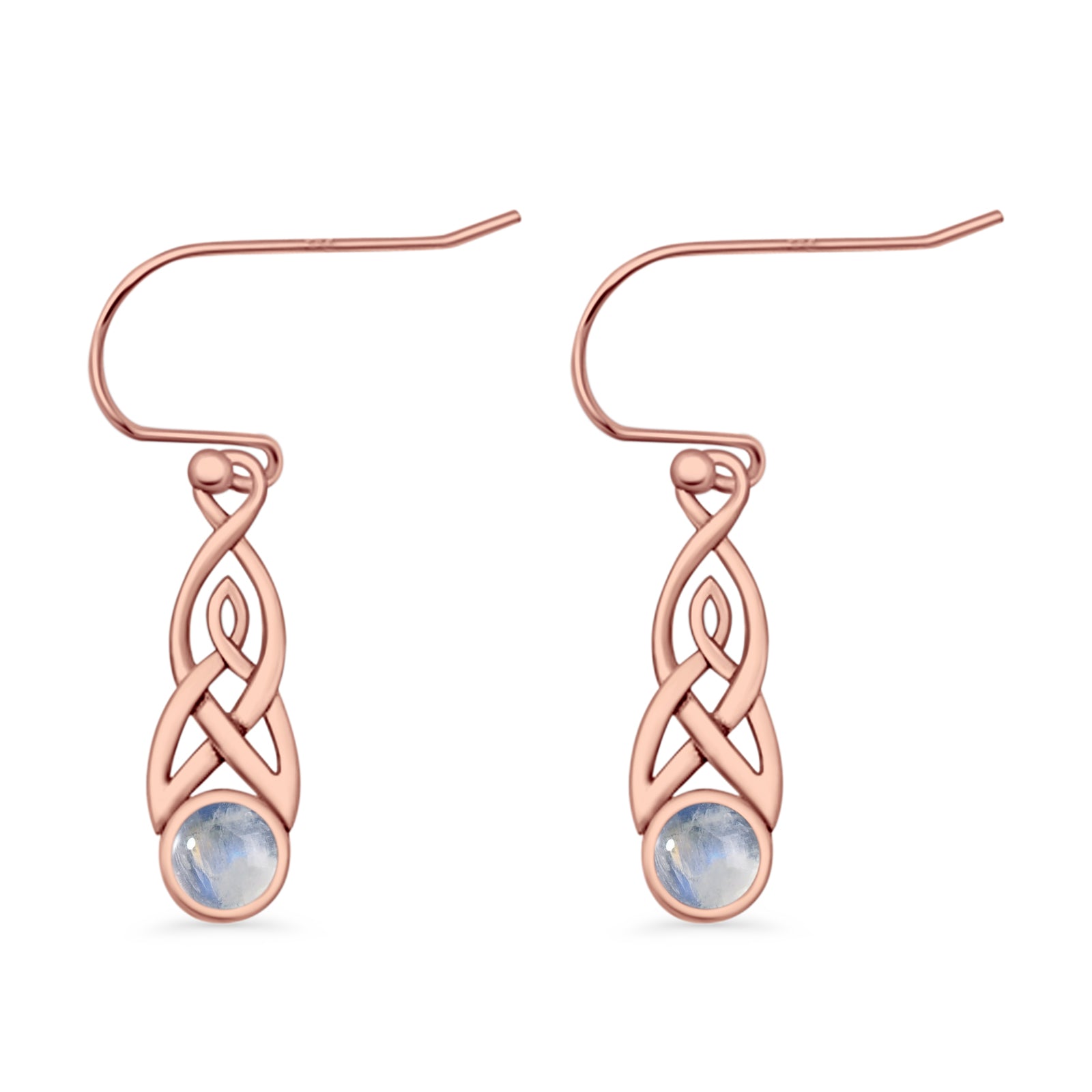 Round Lab Created Opal Trinity Dangle Fishhook Earring 925 Sterling Silver