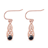 Round Lab Created Opal Trinity Dangle Fishhook Earring 925 Sterling Silver