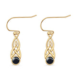 Round Lab Created Opal Trinity Dangle Fishhook Earring 925 Sterling Silver
