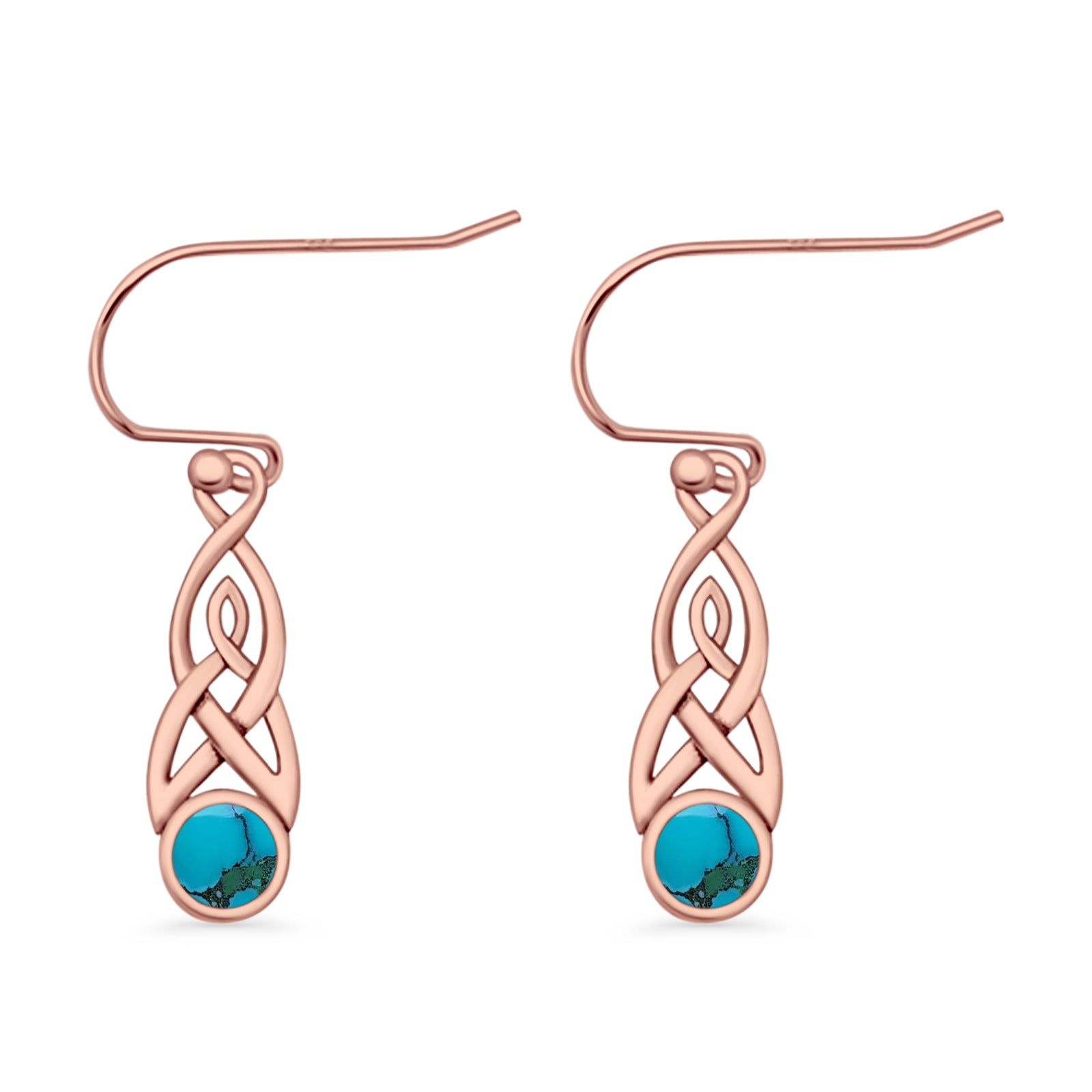 Round Lab Created Opal Trinity Dangle Fishhook Earring 925 Sterling Silver