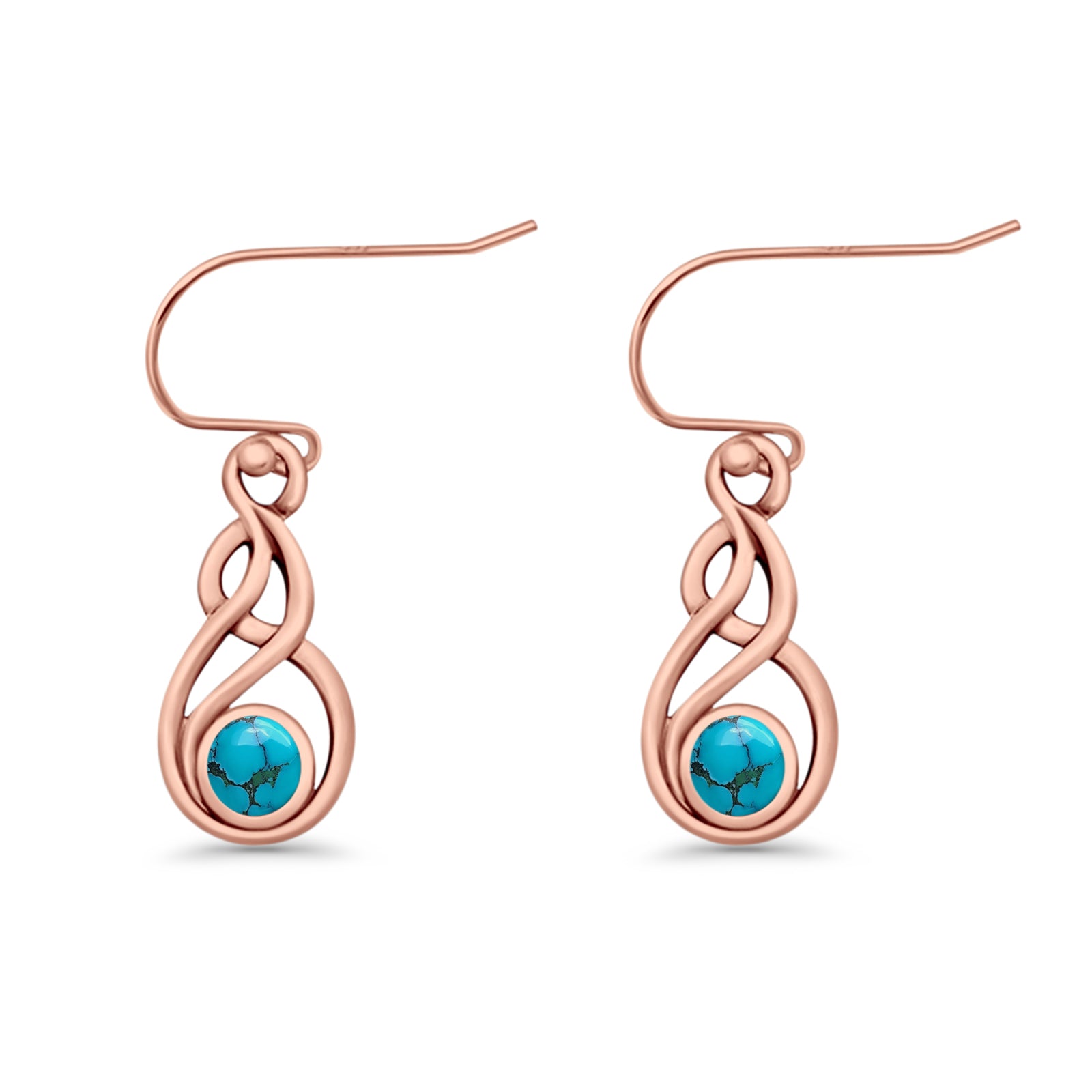 Round 21.5mm Twisted Loop Drop Fishhook Earring Oxidized Lab Created Opal 925 Sterling Silver