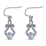 Oval Lab Created Opal 22.6mm Scroll Fishhook Earring 925 Sterling Silver