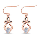 Oval Lab Created Opal 22.6mm Scroll Fishhook Earring 925 Sterling Silver